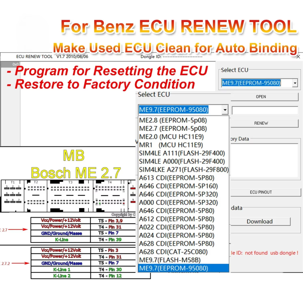 Mercedes Benz ECU RENEW TOOL V1.7 for Resetting the Used ECU / Restore to Factory Condition