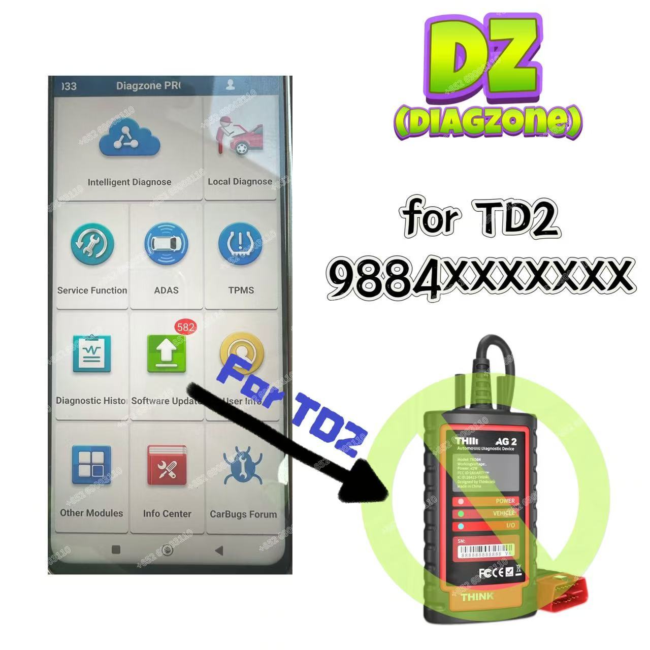 1 Year 2 Years Subscription Diagzone(DZ)  Pro Software Activation Cars+EV+ HD Trucks For TD2 (9884/6/7) Update