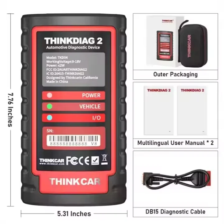 Thinkdiag2 With X-Pro5 Activate Subscription All System Diagnostic Tool Supports CAN FD Protocols Thinkcar Thinkdiag2 For XPRO5