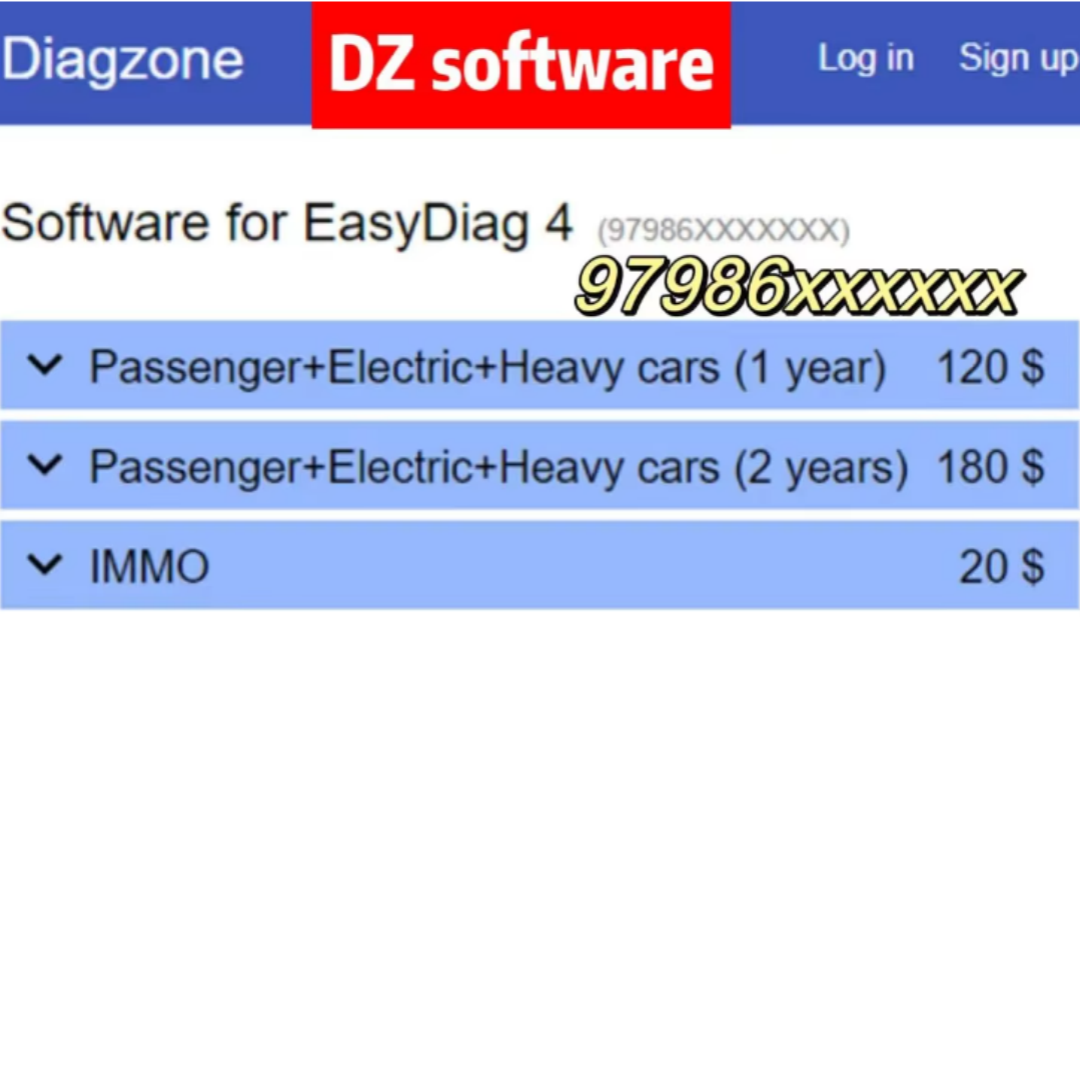 For Thinkdiag(97986) Dz 1 Year 2 Years Diagzone Pro Activate Software Subscription for Easydiag 4,Golo Master 4(97977) Local Diagnostic