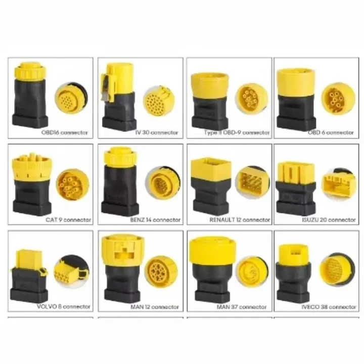 For Launch Heavy Duty Truck Cable Adapters Total 12PCS Set With OBD1 Cable