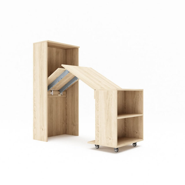 Fold out desk bracket mechanism