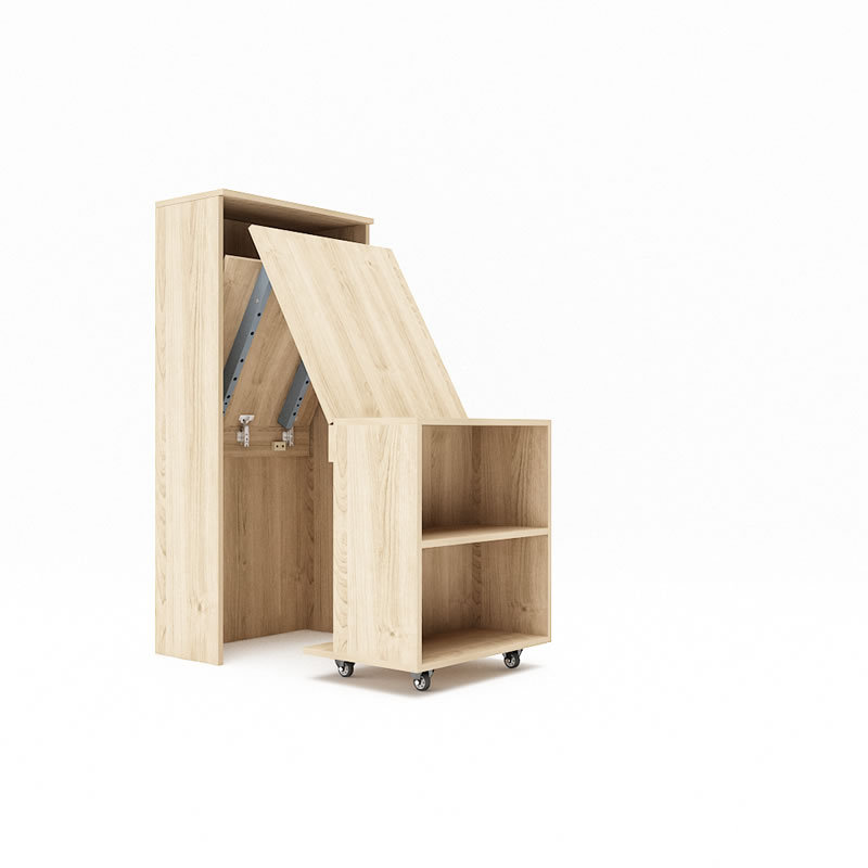 Fold out desk bracket mechanism