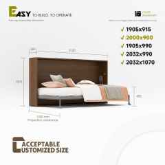 Wall Bed Mechanism For Single, Twin, Twin XL Size,,Murphy Bed Kit, Twin Horizontal Deluxe Wall Bed Mechanism Hardware Kit,Maxplus Industrial -- Desk Bed | Murphy Bed | Wall Bed | Storage Bed | Desk & Table