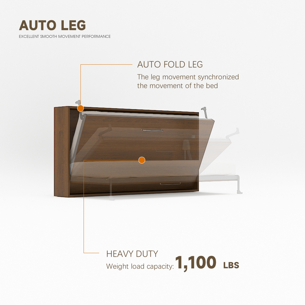 Wall Bed Mechanism For Single, Twin, Twin XL Size,,Murphy Bed Kit, Twin Horizontal Deluxe Wall Bed Mechanism Hardware Kit,Maxplus Industrial -- Desk Bed | Murphy Bed | Wall Bed | Storage Bed | Desk & Table