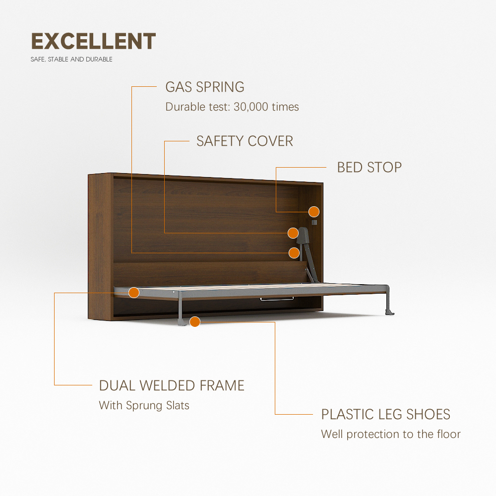 Wall Bed Mechanism For Single, Twin, Twin XL Size,,Murphy Bed Kit, Twin Horizontal Deluxe Wall Bed Mechanism Hardware Kit,Maxplus Industrial -- Desk Bed | Murphy Bed | Wall Bed | Storage Bed | Desk & Table