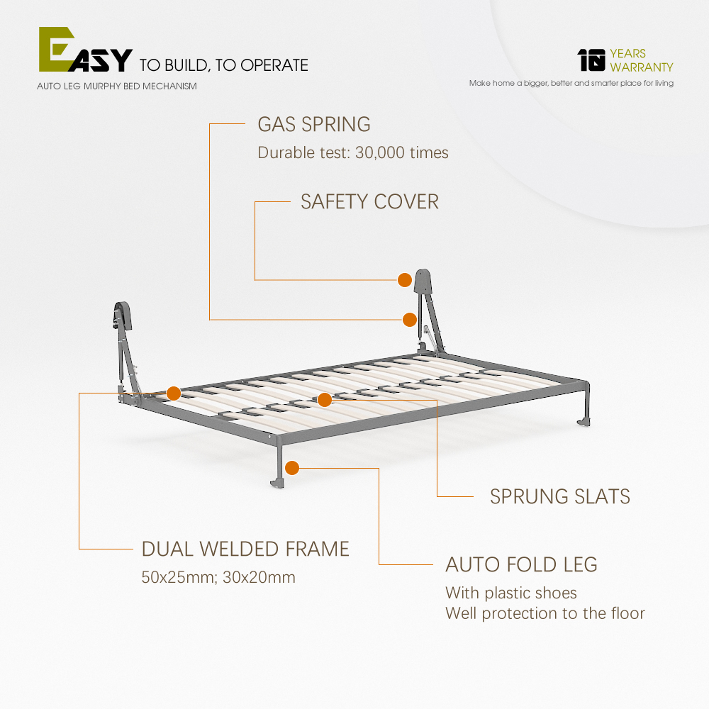 Wall Bed Mechanism For Super Singl, Double, Full Size,Horizontal Mount Murphy Bed Full Size Hardware Kit - Double Bed Frame,Maxplus Industrial -- Desk Bed | Murphy Bed | Wall Bed | Storage Bed | Desk & Table