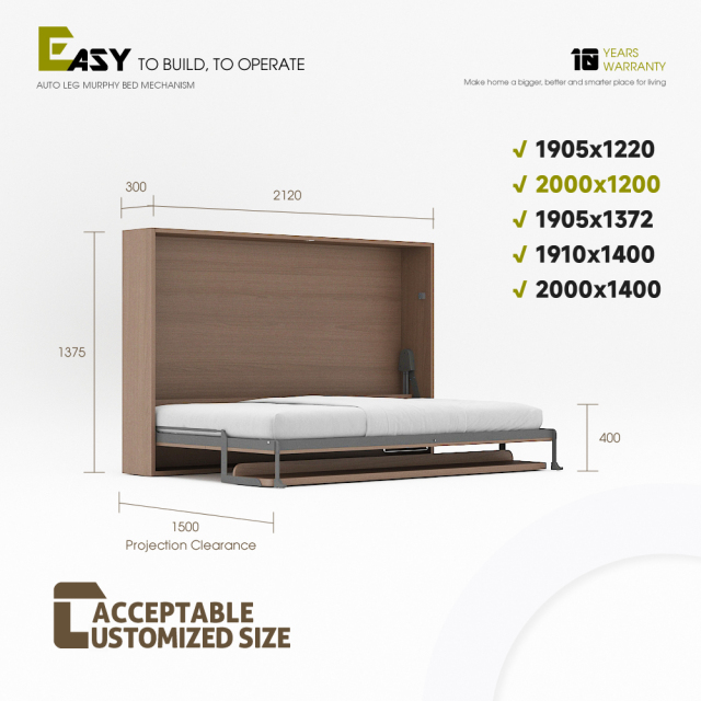 Wall Bed With Desk Mechanism For Super Single, Double, Full Size,Murphy Bed With Desk Hardware Kit Full-Heavy Duty DIY Wallbed,Maxplus Industrial -- Desk Bed | Murphy Bed | Wall Bed | Storage Bed | Desk & Table