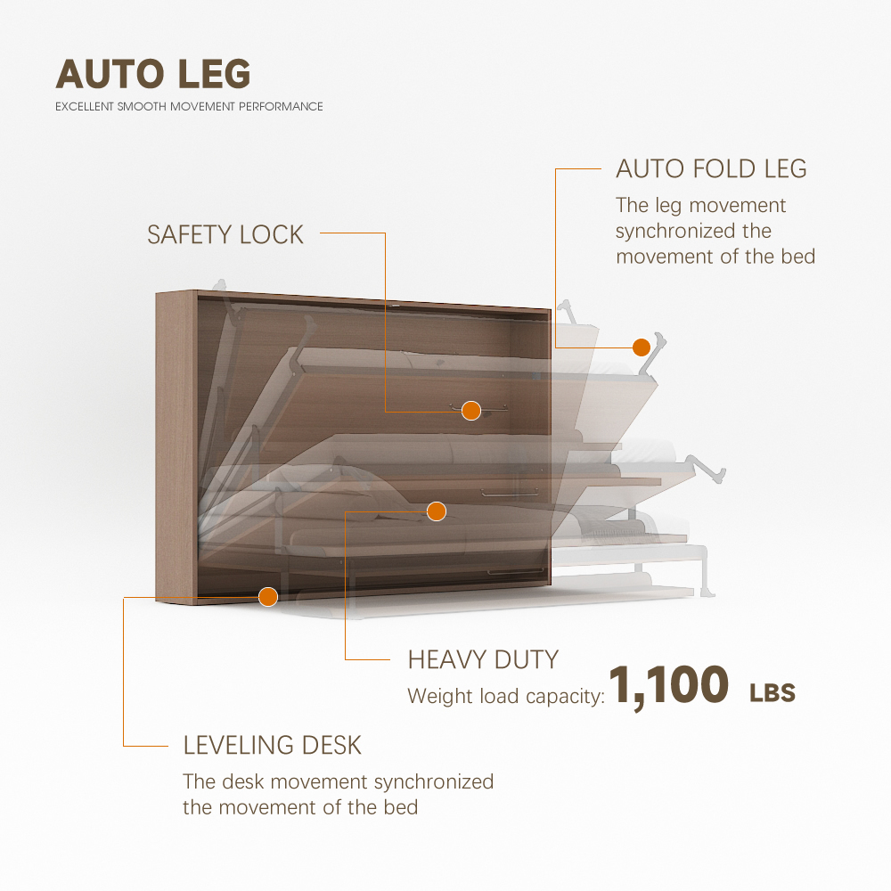 Wall Bed With Desk Mechanism For Super Single, Double, Full Size,Murphy Bed With Desk Hardware Kit Full-Heavy Duty DIY Wallbed,Maxplus Industrial -- Desk Bed | Murphy Bed | Wall Bed | Storage Bed | Desk & Table