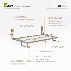 Wall Bed With Desk Mechanism For Super Single, Double, Full Size,Murphy Bed With Desk Hardware Kit Full-Heavy Duty DIY Wallbed,Maxplus Industrial -- Desk Bed | Murphy Bed | Wall Bed | Storage Bed | Desk & Table