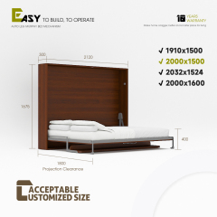 Wall Bed With Desk Mechanism For Queen Size,Queen Murphy Bed Wall Bed with Desk Mechanism Kit for Small Spaces,Maxplus Industrial -- Desk Bed | Murphy Bed | Wall Bed | Storage Bed | Desk & Table