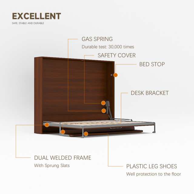 Wall Bed With Desk Mechanism For Queen Size,Queen Murphy Bed Wall Bed with Desk Mechanism Kit for Small Spaces,Maxplus Industrial -- Desk Bed | Murphy Bed | Wall Bed | Storage Bed | Desk & Table