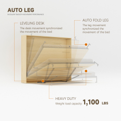 Wall Bed With Desk Mechanism | Horizontal Queen,Murphy Wall Bed Mechanism for Queen With Study Desk for Home Office,Maxplus Industrial -- Desk Bed | Murphy Bed | Wall Bed | Storage Bed | Desk & Table