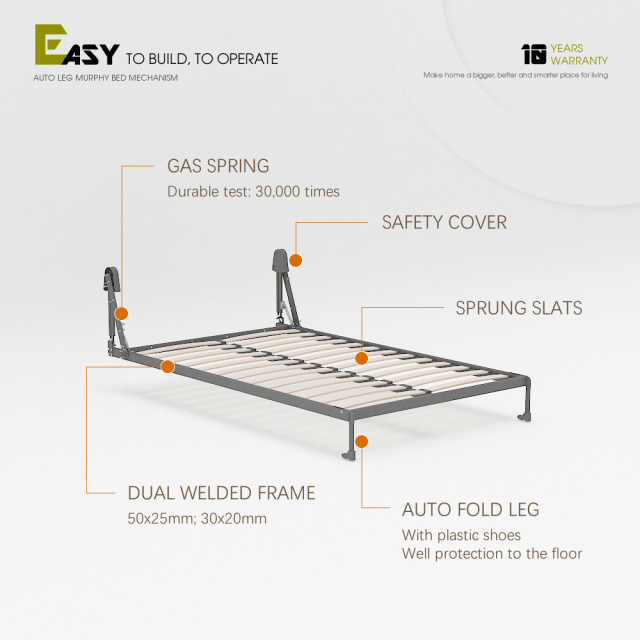 Wall Bed Mechanism For Super Single, Double, Full Size,Doubl Size Vertical Deluxe DIY Wall Bed Mechanical Hardware Kit,Maxplus Industrial -- Desk Bed | Murphy Bed | Wall Bed | Storage Bed | Desk & Table