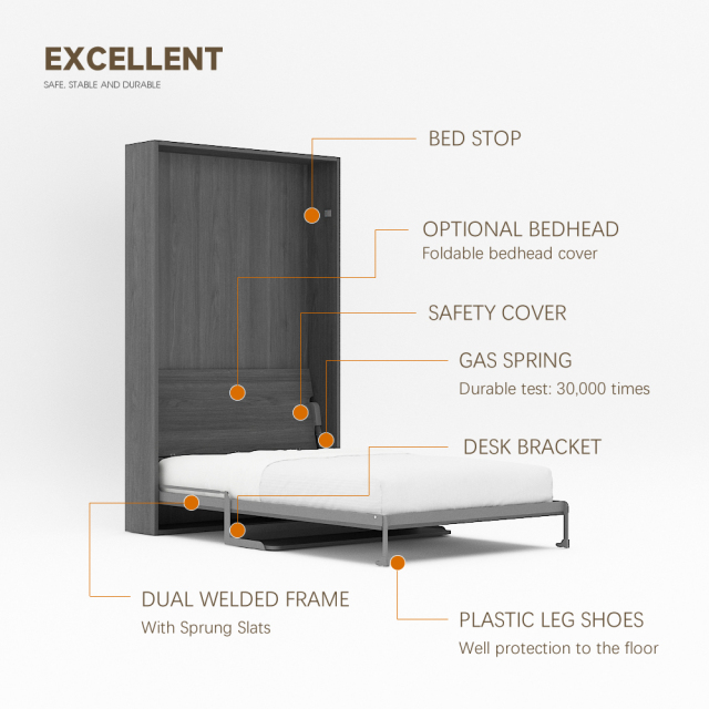 Mechanism For Wall Bed With Shelf Desk For Super Single, Double, Full Size,Murphy Bed Hardware Kit Full, Double Size Folding Wall Bed with Desk,Maxplus Industrial -- Desk Bed | Murphy Bed | Wall Bed | Storage Bed | Desk & Table
