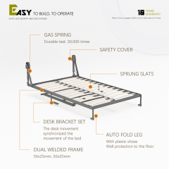 Mechanism For Wall Bed With Study Desk For Super Single, Double, Full Size,DIY Murphy Bed Kit Full Vertical, Deluxe Mechanism Wall Bed With Desk,Maxplus Industrial -- Desk Bed | Murphy Bed | Wall Bed | Storage Bed | Desk & Table