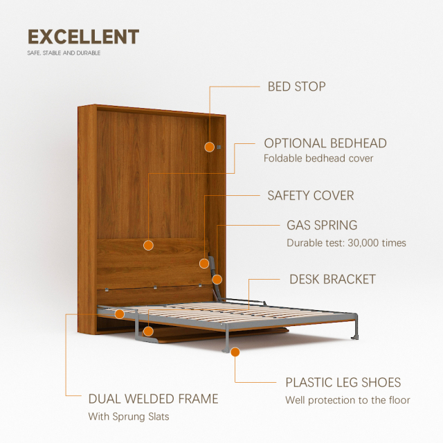 Mechanism For Wall Bed With Shelf Desk For Queen Size,Queen Size Murphy Bed Hardware Kit – Vertical Wall Bed With Desk,Maxplus Industrial -- Desk Bed | Murphy Bed | Wall Bed | Storage Bed | Desk & Table