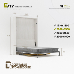 Deluxe Murphy Bed Mechanism with Desk Kit, DIY Frame Hardware for Folding Cabinet, Easy to Build Wall Bed - Vertical Queen,Vertical Wall Bed queen for Space-Saving -Murphy Bed With Desk,Maxplus Industrial -- Desk Bed | Murphy Bed | Wall Bed | Storage Bed | Desk & Table