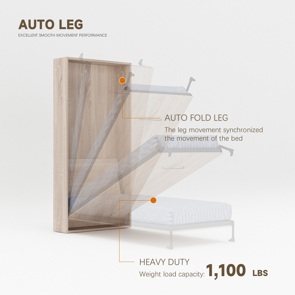 Wall Bed Mechanism For Single, Twin, Twin XL Size,Wall Bed Single Size Hardware Kit, Heavy Duty Vertical Wall Mount Bed,Maxplus Industrial -- Desk Bed | Murphy Bed | Wall Bed | Storage Bed | Desk & Table