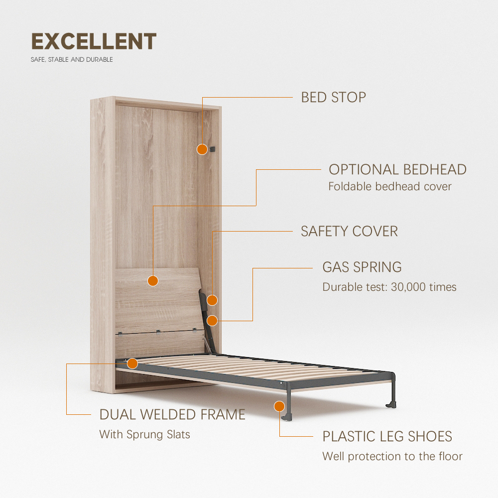 Wall Bed Mechanism For Single, Twin, Twin XL Size,Wall Bed Single Size Hardware Kit, Heavy Duty Vertical Wall Mount Bed,Maxplus Industrial -- Desk Bed | Murphy Bed | Wall Bed | Storage Bed | Desk & Table
