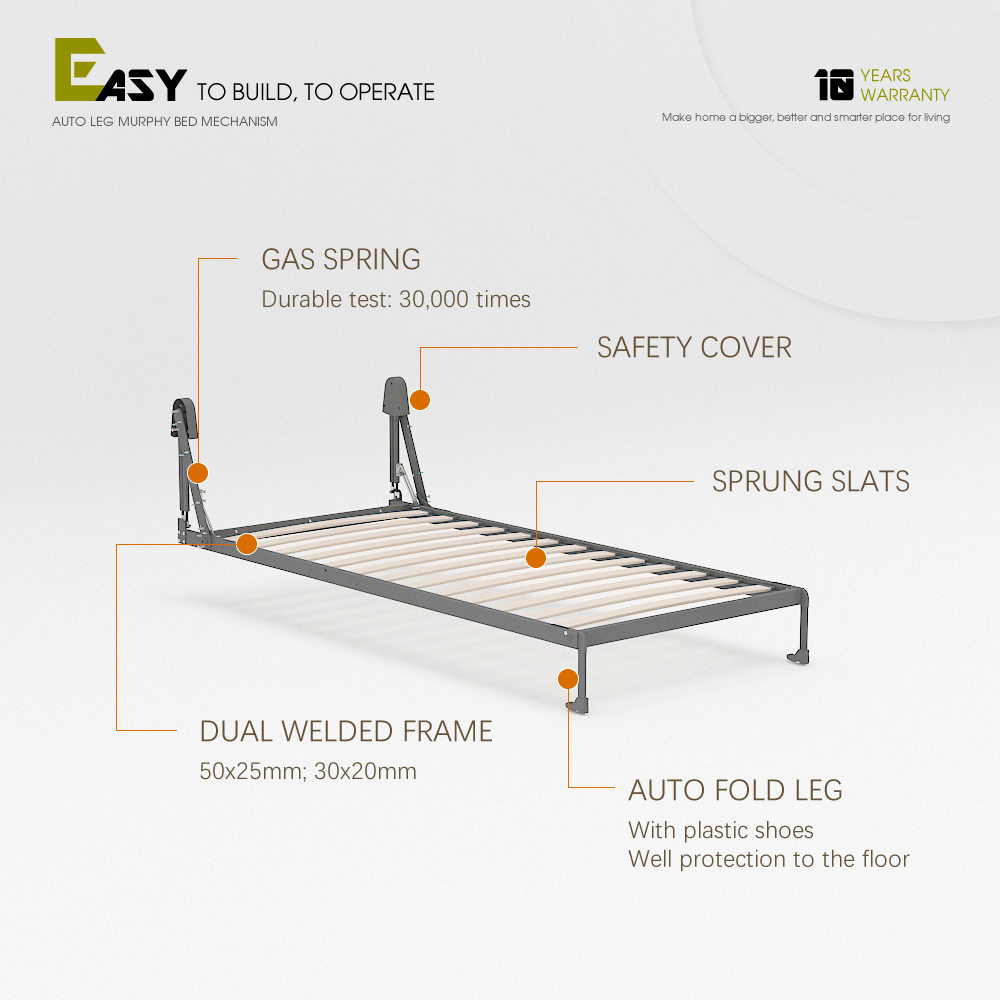Vertical Single Size Wall Bed Mechanism