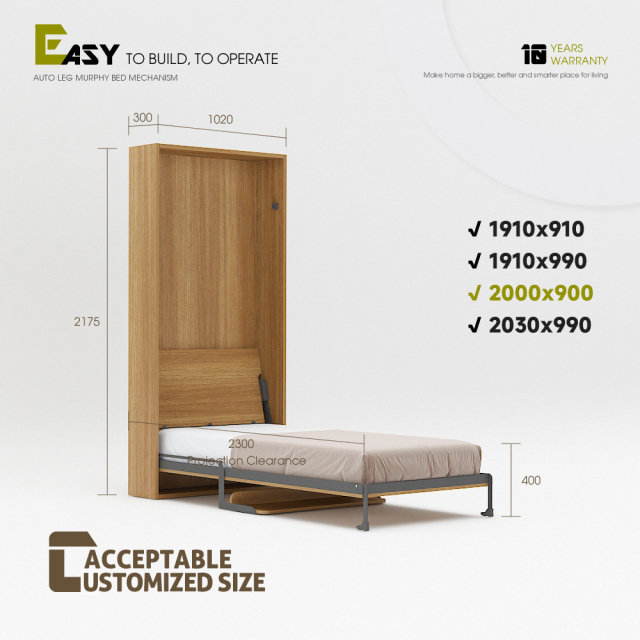 Mechanism For Wall Bed With Shelf Desk For Single, Twin, Twin XL and King Single,Deluxe Murphy Bed Frame (Twin) Vertical, Wall Bed Twin With Desk,Maxplus Industrial -- Desk Bed | Murphy Bed | Wall Bed | Storage Bed | Desk & Table