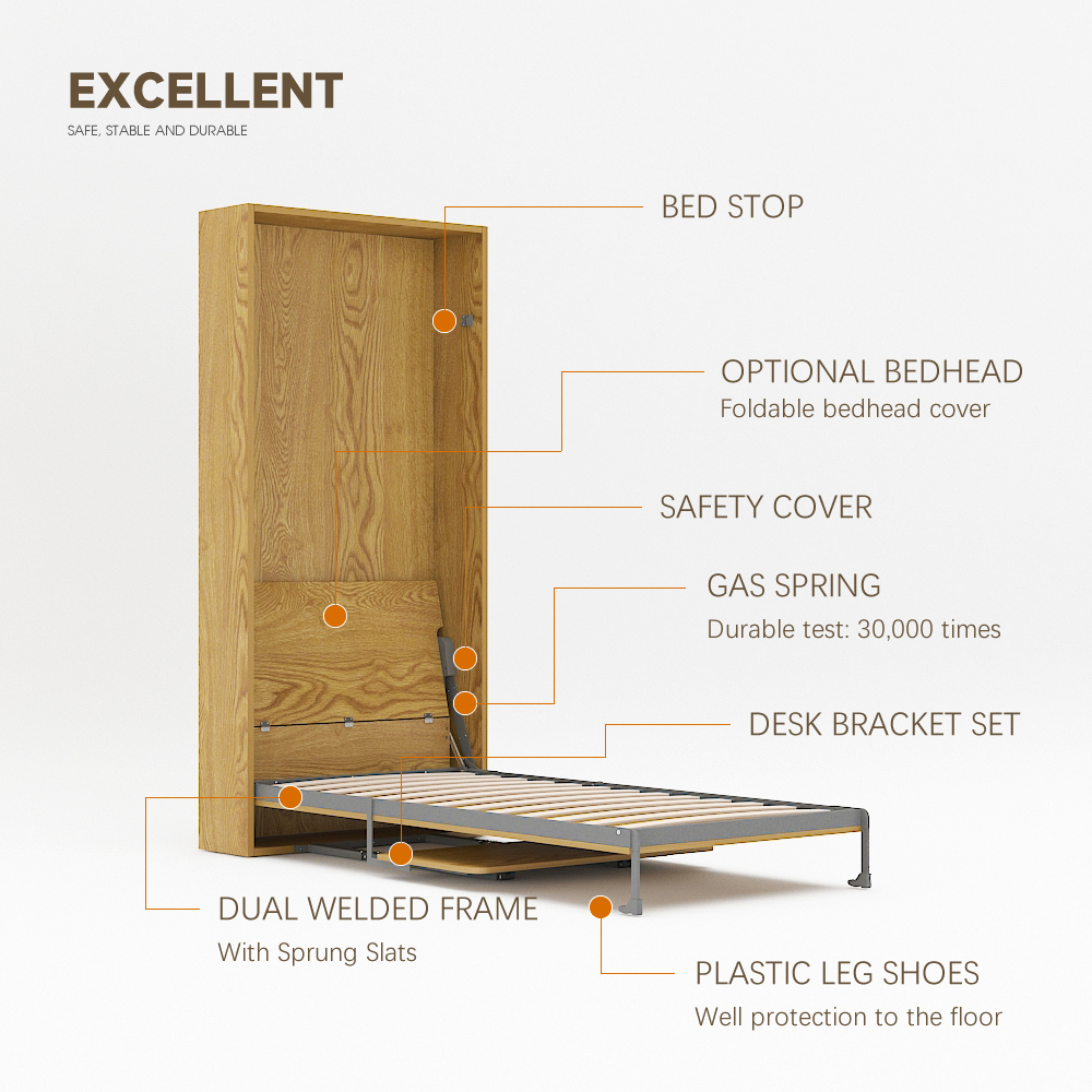 Mechanism For Wall Bed With Study Desk For Single, Twin, Twin XL and King Single Size,Twin Size Deluxe Wall Bed Mechanism (Vertical), Murphy Bed With Desk,Maxplus Industrial -- Desk Bed | Murphy Bed | Wall Bed | Storage Bed | Desk & Table