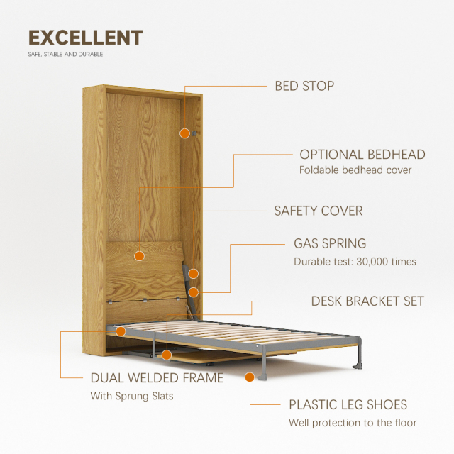 Mechanism For Wall Bed With Study Desk For Single, Twin, Twin XL and King Single Size,Twin Size Deluxe Wall Bed Mechanism (Vertical), Murphy Bed With Desk,Maxplus Industrial -- Desk Bed | Murphy Bed | Wall Bed | Storage Bed | Desk & Table