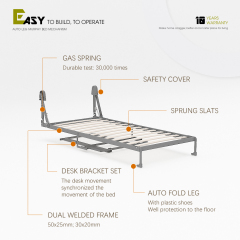 Mechanism For Wall Bed With Study Desk For Single, Twin, Twin XL and King Single Size,Twin Size Deluxe Wall Bed Mechanism (Vertical), Murphy Bed With Desk,Maxplus Industrial -- Desk Bed | Murphy Bed | Wall Bed | Storage Bed | Desk & Table