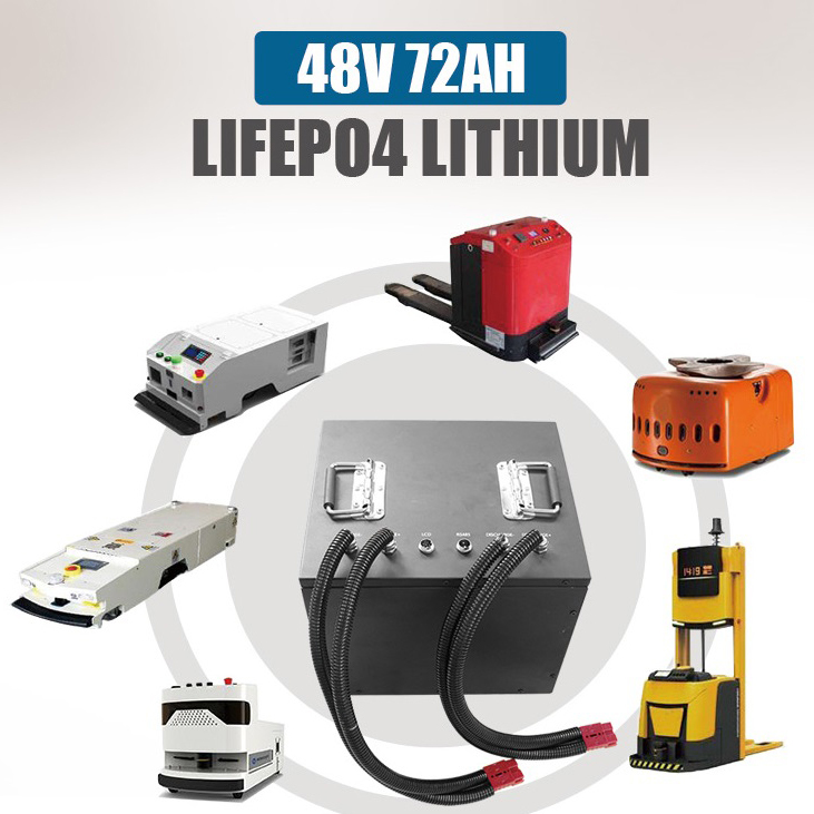 48V 72Ah Rechargeable Lithium LiFePO4 Battery Pack for AGV