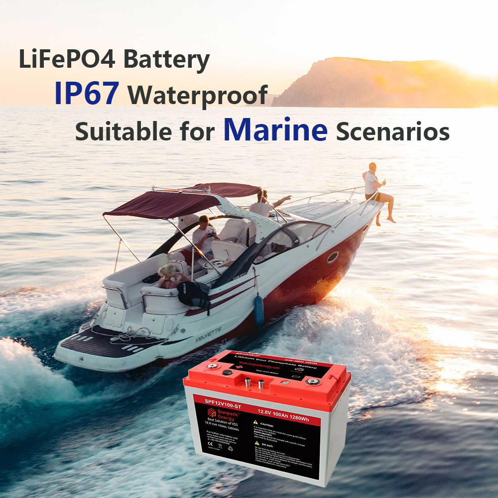 12V 100Ah IP67 Waterproof Deep Cycle Marine RV LiFePO4 Lithium Battery
