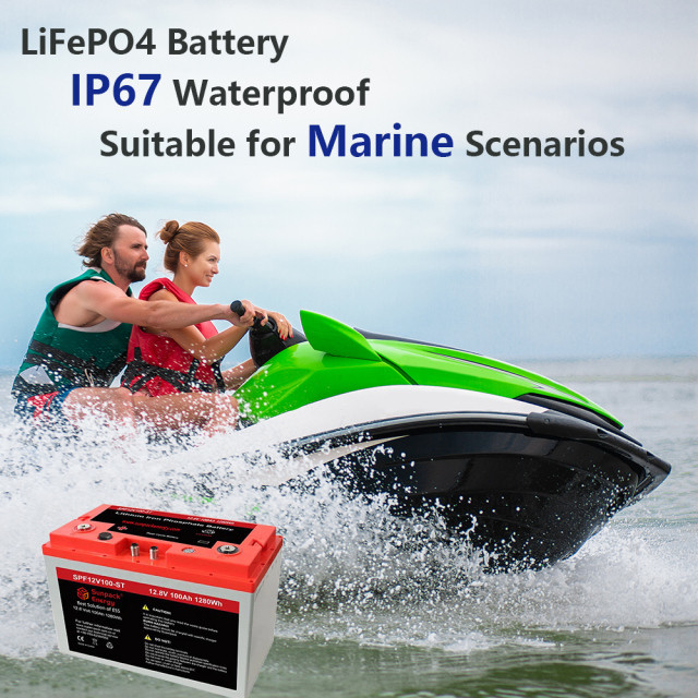 12V 100Ah IP67 Waterproof Deep Cycle Marine RV LiFePO4 Lithium Battery