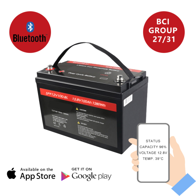 12V 100Ah Deep Cycle LiFePO4 Lithium Cell RV Battery with Bluetooth
