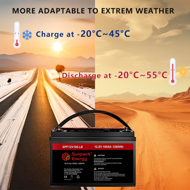 12V 100Ah Low Temperature LiFePO4 Cell Battery with Bluetooth and App