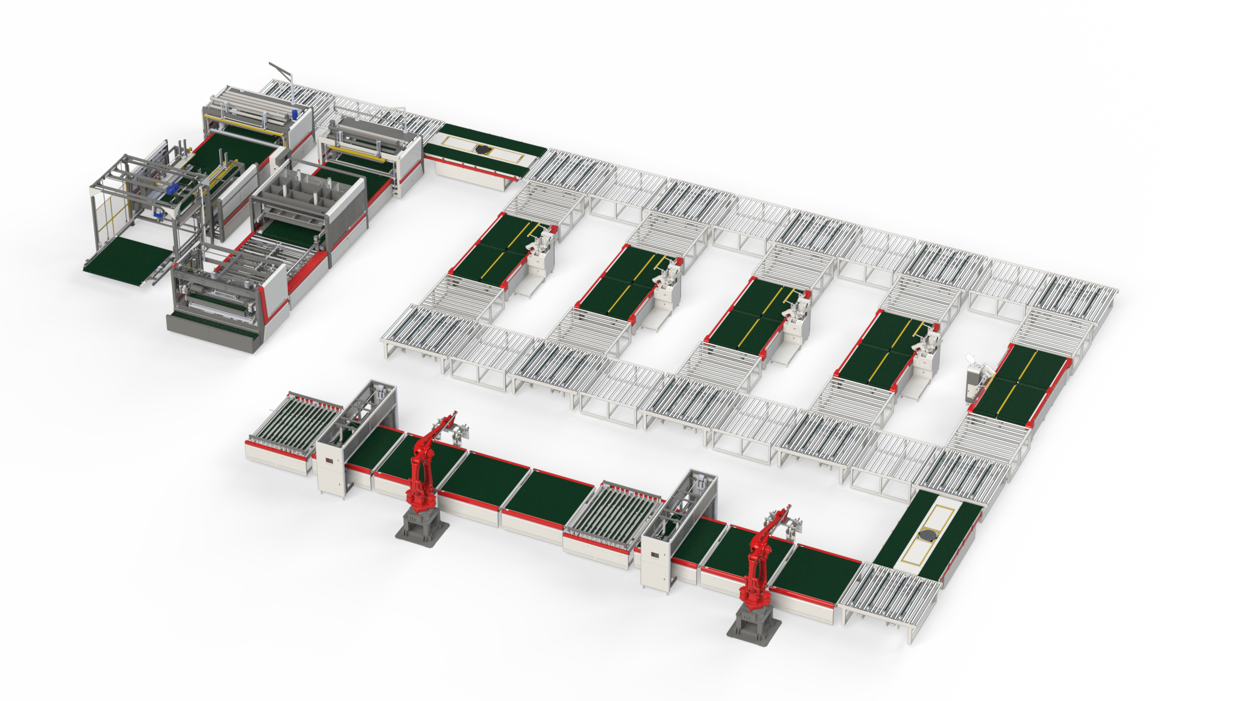 Mattress production line with robot