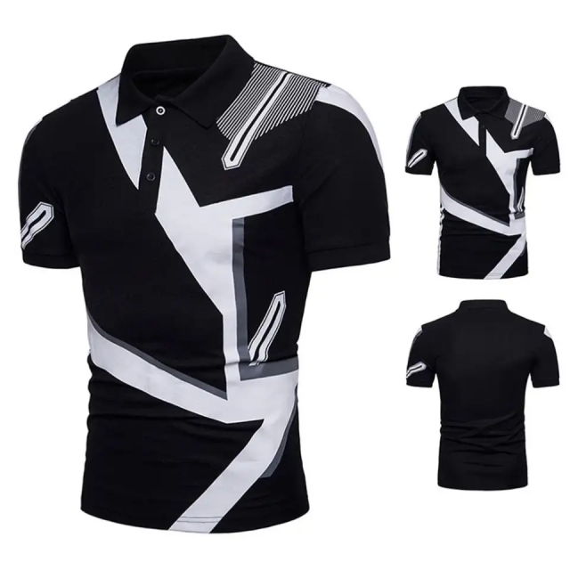New Men's Summer Leisure Sports Youth Loose Black White Stripe Polo Shirt Wholesale,Shuliqi Apparel - Men's Clothing Wholesale Manufacturer,New Men's Summer Leisure Sports Youth Loose Black White Stripe Polo Shirt Wholesale