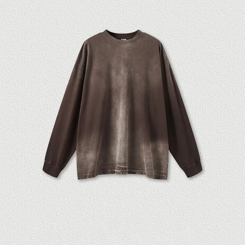 Autumn and Winter American Vintage Gradient Long Sleeve T Shirt High Street Loose Men's T Shirts,Shuliqi Apparel - Men's Clothing Wholesale Manufacturer,Autumn and Winter American Vintage Gradient Long Sleeve T Shirt High Street Loose Men's T Shirts