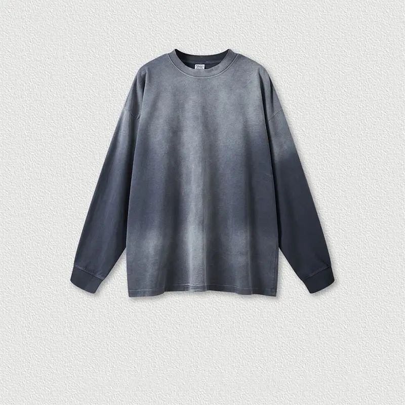 Autumn and Winter American Vintage Gradient Long Sleeve T Shirt High Street Loose Men's T Shirts,Shuliqi Apparel - Men's Clothing Wholesale Manufacturer,Autumn and Winter American Vintage Gradient Long Sleeve T Shirt High Street Loose Men's T Shirts