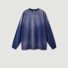 Autumn and Winter American Vintage Gradient Long Sleeve T Shirt High Street Loose Men's T Shirts,Shuliqi Apparel - Men's Clothing Wholesale Manufacturer,Autumn and Winter American Vintage Gradient Long Sleeve T Shirt High Street Loose Men's T Shirts