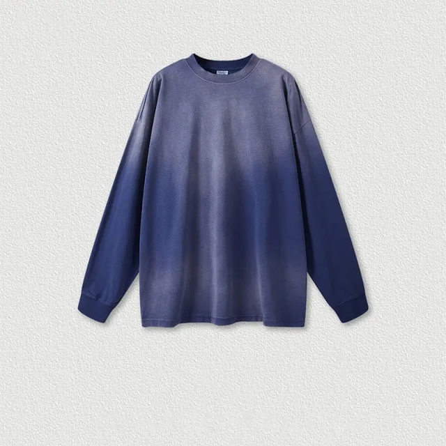 Autumn and Winter American Vintage Gradient Long Sleeve T Shirt High Street Loose Men's T Shirts,Shuliqi Apparel - Men's Clothing Wholesale Manufacturer,Autumn and Winter American Vintage Gradient Long Sleeve T Shirt High Street Loose Men's T Shirts