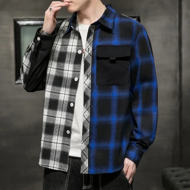 Ins style cotton blend turn down collar young boys blouse Sping lounge mens long sleeve plaid Button Up Shirt For Men,Shuliqi Apparel - Men's Clothing Wholesale Manufacturer,Ins style cotton blend turn down collar young boys blouse Sping lounge mens long sleeve plaid Button Up Shirt For Men