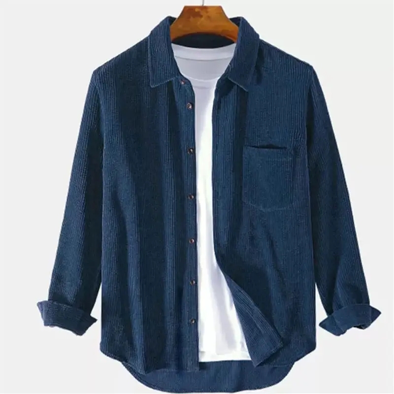 Custom new turn down collar blouse brown fashion mens corduroy long sleeve solid color shirt with pocket,Shuliqi Apparel - Men's Clothing Wholesale Manufacturer,Custom new turn down collar blouse brown fashion mens corduroy long sleeve solid color shirt with pocket