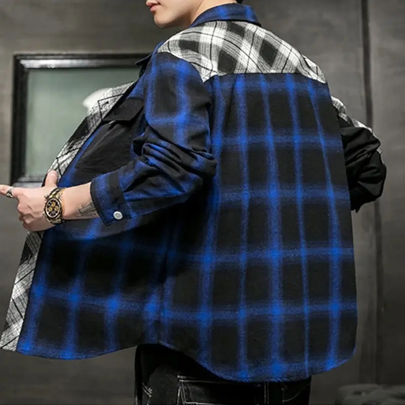 Ins style cotton blend turn down collar young boys blouse Sping lounge mens long sleeve plaid Button Up Shirt For Men,Shuliqi Apparel - Men's Clothing Wholesale Manufacturer,Ins style cotton blend turn down collar young boys blouse Sping lounge mens long sleeve plaid Button Up Shirt For Men