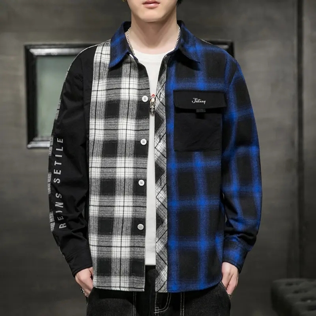 Ins style cotton blend turn down collar young boys blouse Sping lounge mens long sleeve plaid Button Up Shirt For Men,Shuliqi Apparel - Men's Clothing Wholesale Manufacturer,Ins style cotton blend turn down collar young boys blouse Sping lounge mens long sleeve plaid Button Up Shirt For Men