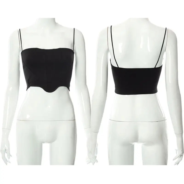 Sexy Bustier Corset Crop Tops Women Splicing Exposed Navel Sling Solid Backless Strapless Fish Bone Tanks Crop Top For Women,Shuliqi Apparel - Men's Clothing Wholesale Manufacturer,Sexy Bustier Corset Crop Tops Women Splicing Exposed Navel Sling Solid Backless Strapless Fish Bone Tanks Crop Top For Women