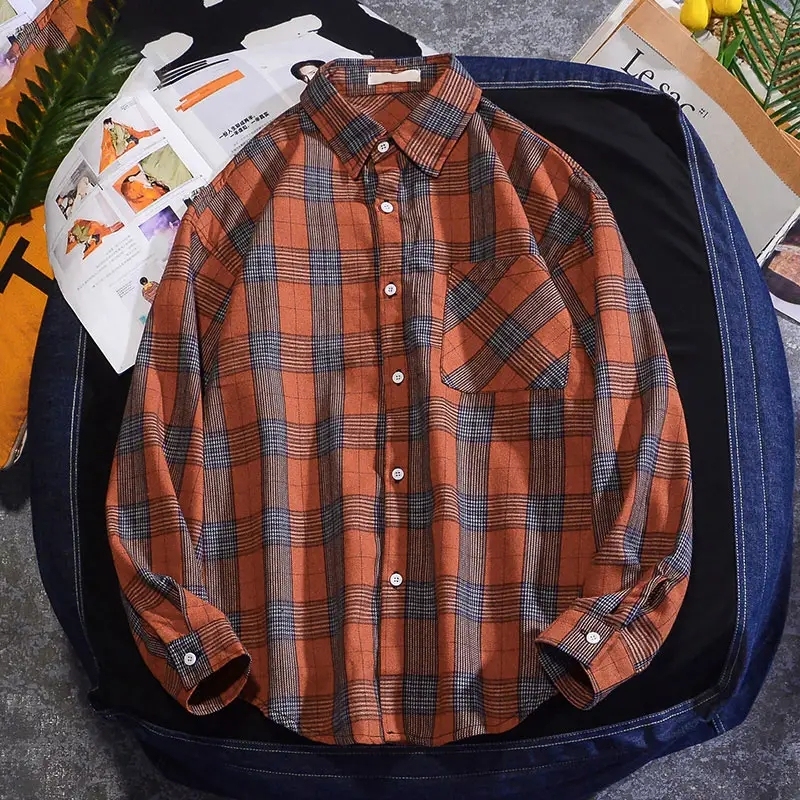 Custom new Korean style turn down collar blouse fashion mens long sleeve solid color plaid shirt coat with pocket,Shuliqi Apparel - Men's Clothing Wholesale Manufacturer,Custom new Korean style turn down collar blouse fashion mens long sleeve solid color plaid shirt coat with pocket