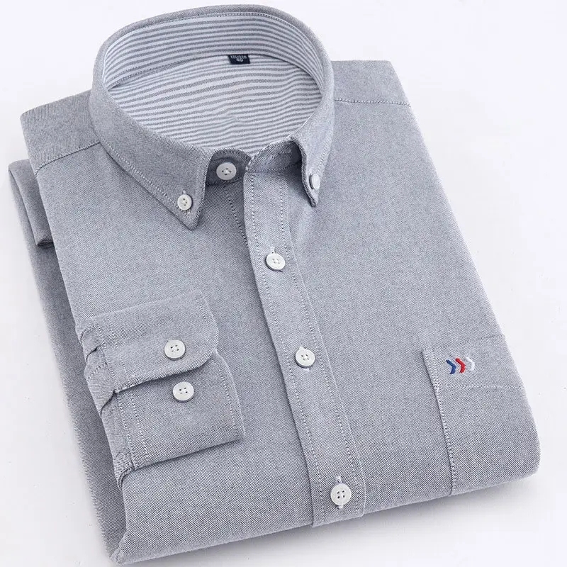 Custom turn down collar chic blouse High Quality mens long sleeve solid color plus size business shirt with pockets,Shuliqi Apparel - Men's Clothing Wholesale Manufacturer,Custom turn down collar chic blouse High Quality mens long sleeve solid color plus size business shirt with pockets