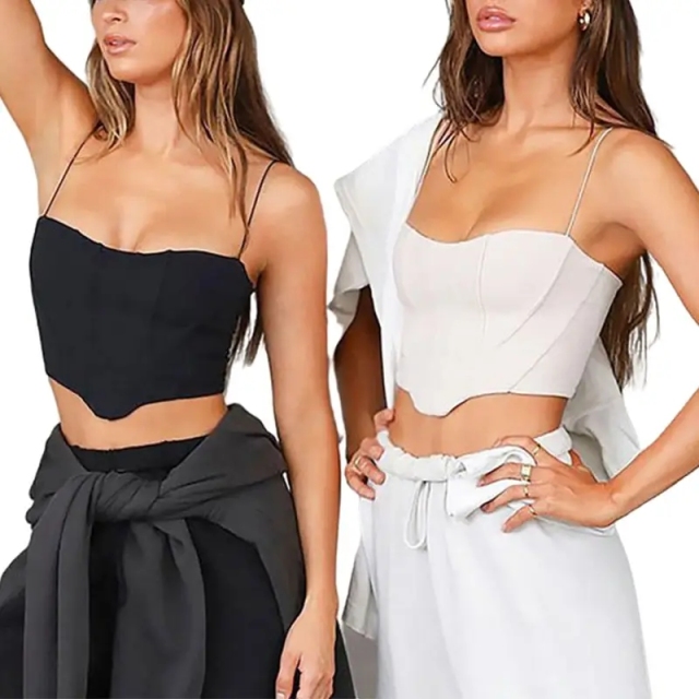 Sexy Bustier Corset Crop Tops Women Splicing Exposed Navel Sling Solid Backless Strapless Fish Bone Tanks Crop Top For Women,Shuliqi Apparel - Men's Clothing Wholesale Manufacturer,Sexy Bustier Corset Crop Tops Women Splicing Exposed Navel Sling Solid Backless Strapless Fish Bone Tanks Crop Top For Women