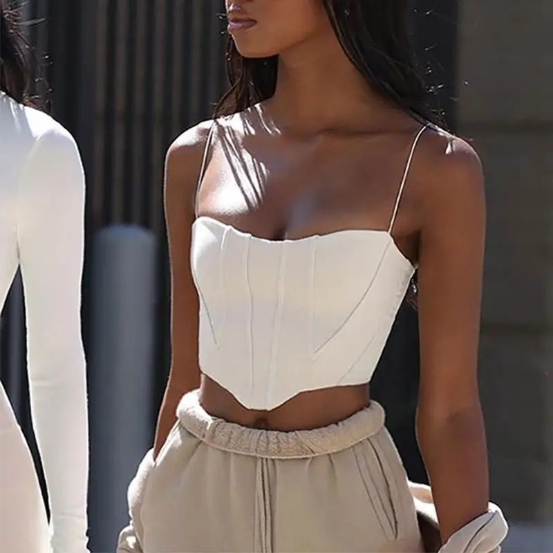 Sexy Bustier Corset Crop Tops Women Splicing Exposed Navel Sling Solid Backless Strapless Fish Bone Tanks Crop Top For Women,Shuliqi Apparel - Men's Clothing Wholesale Manufacturer,Sexy Bustier Corset Crop Tops Women Splicing Exposed Navel Sling Solid Backless Strapless Fish Bone Tanks Crop Top For Women