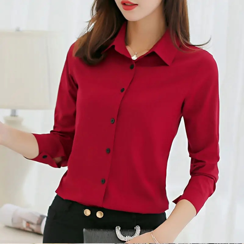 Elegant Blouse Women's Chiffon Office Career Shirts Tops Fashion Casual Long Sleeve Red Blouses,Shuliqi Apparel - Men's Clothing Wholesale Manufacturer,Elegant Blouse Women's Chiffon Office Career Shirts Tops Fashion Casual Long Sleeve Red Blouses